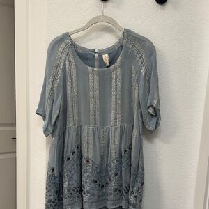 Blue Patterned Women's Top